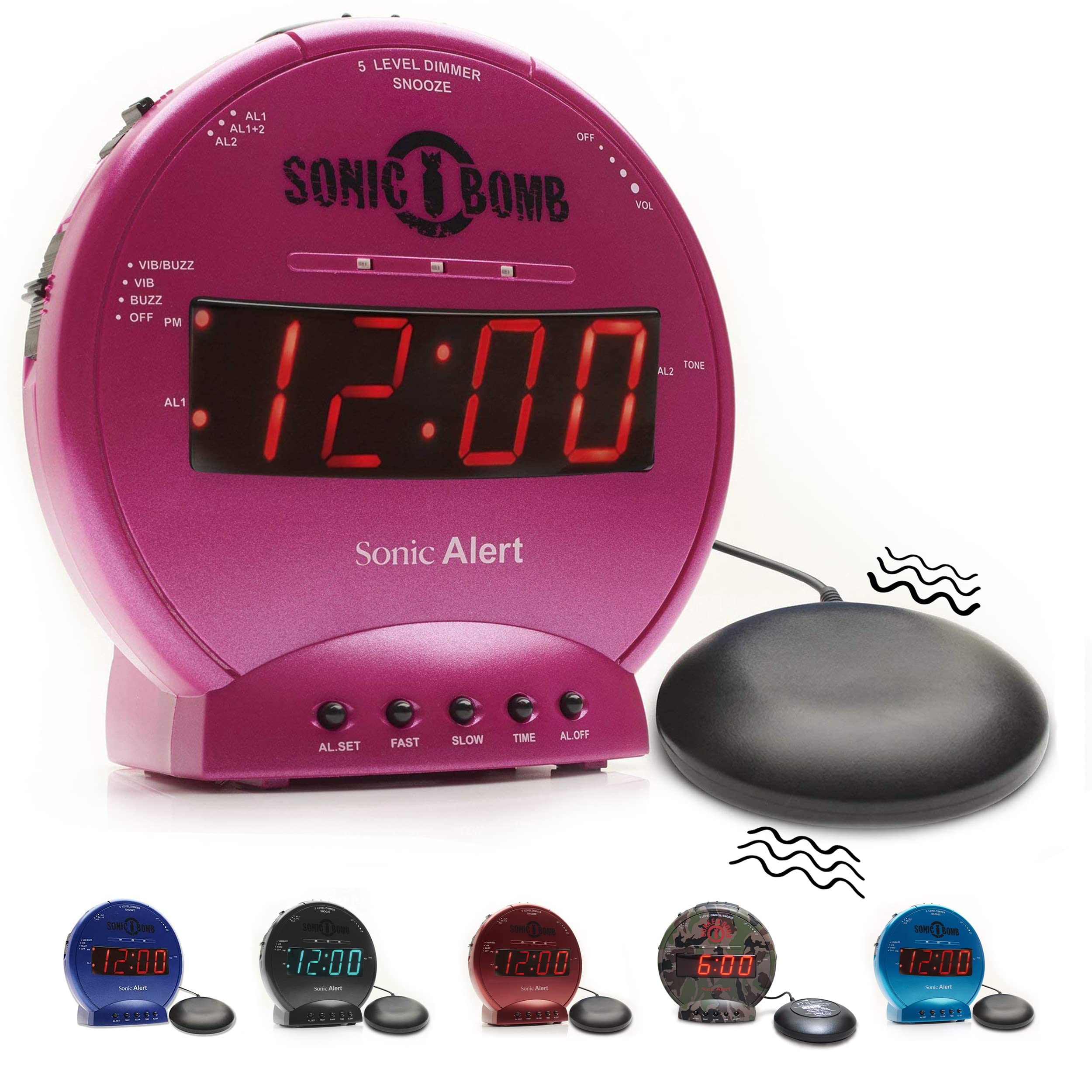 Amazon.com: Sonic Alert Sonic Bomb Dual Alarm Clock with Bed